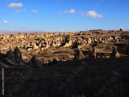 Panorama view of Cappadocia, ancient cave city in Turkey