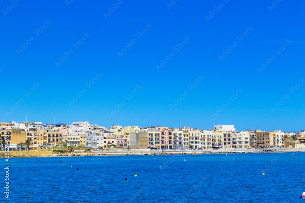 Pretty Bay beach in Birzebbuga, Malta