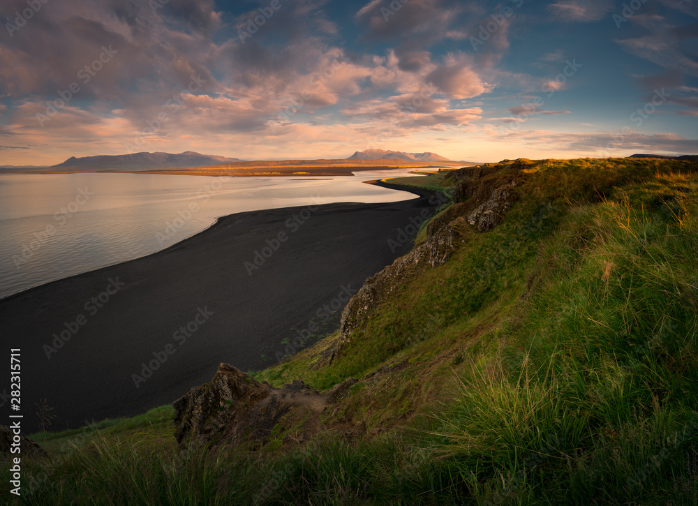 Beautiful sunset near Hvitserkur rock