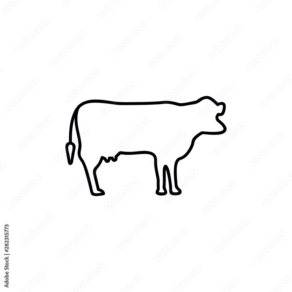 Cow, farm animal line icon. Vector graphics, a linear pattern on a white background, eps 10. Cow, farm animal line icon. Vector graphics, a linear pattern on a white background, eps 10.