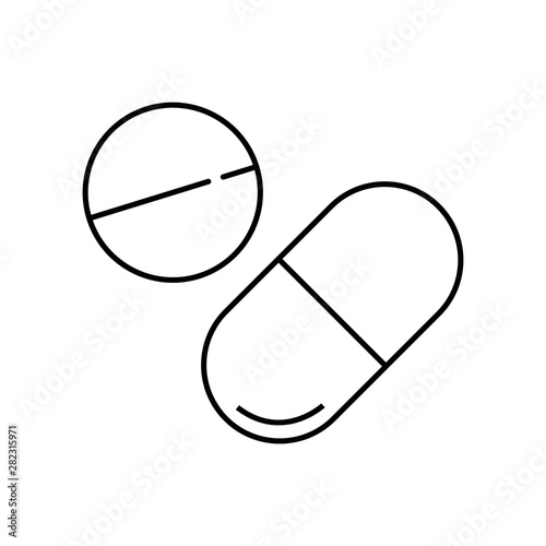 Pills line icon. Vector graphics, a linear pattern on a white background, eps 10.