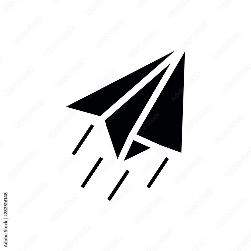 Paper plane icon. Flat vector illustration in black on white background. EPS 10