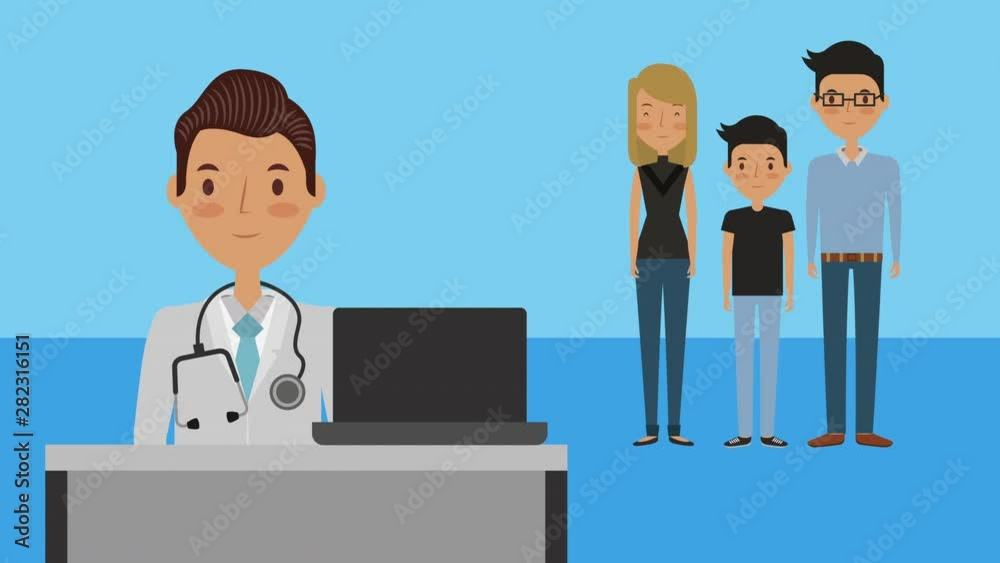 professional doctor with patients medical characters professional doctor with patients medical characters