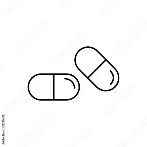 Pills line icon. Vector graphics, a linear pattern on a white background, eps 10.