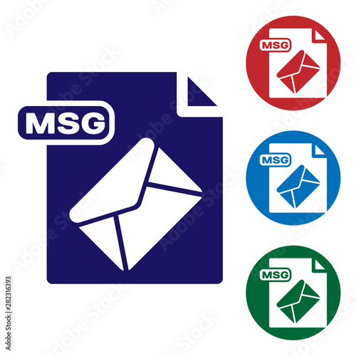 Blue MSG file document. Download msg button icon isolated on white background. MSG file symbol. Set color icons in circle buttons. Vector Illustration