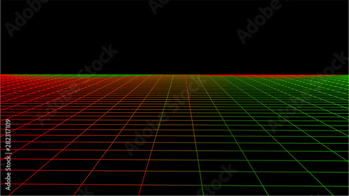 Wireframe perspective grid. Vector illustration.