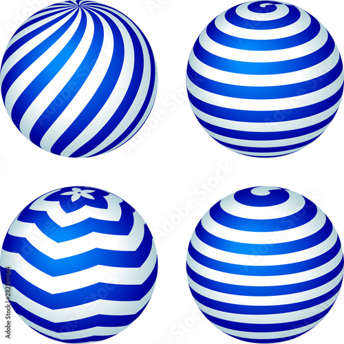 Set of four stripped balls ...