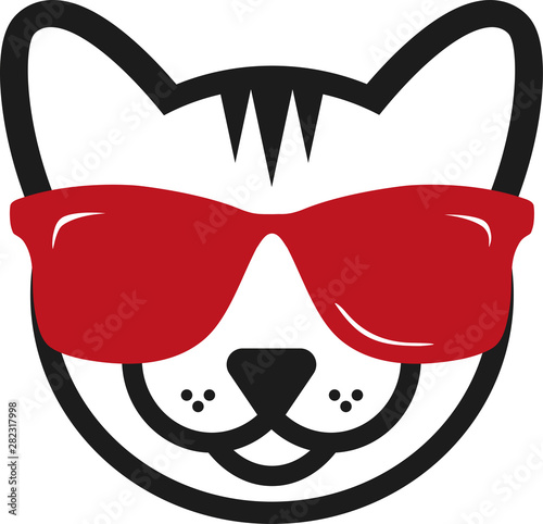Head cat icon with glasses ...