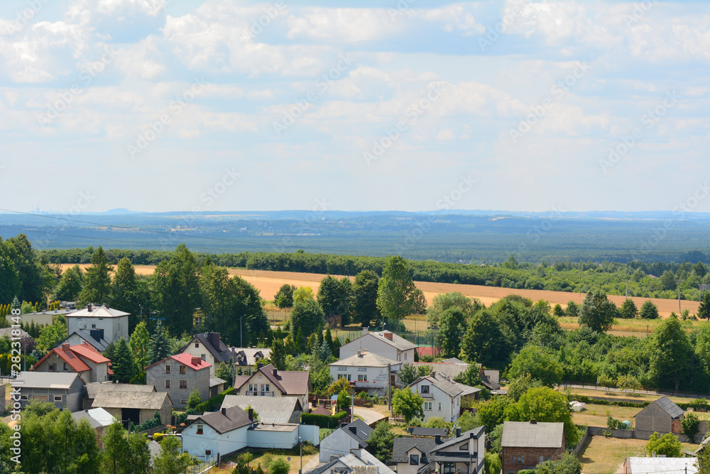 Podzamcze - a village in Poland located in the Silesian Voivodeship in the municipality of Ogrodzieniec. EuropeView of Podzamcze - a city in southern Poland, in the province of Silesia