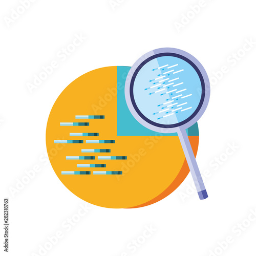 statistical graphics circular with search magnifying glass
