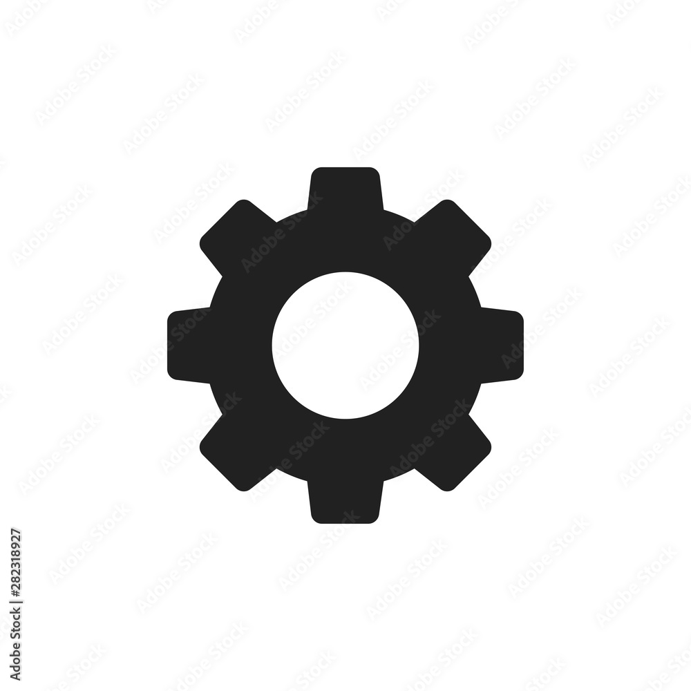 Settings isolated icon. Gear symbol. Gear tool or button for web application or UI. Trendy flat style.