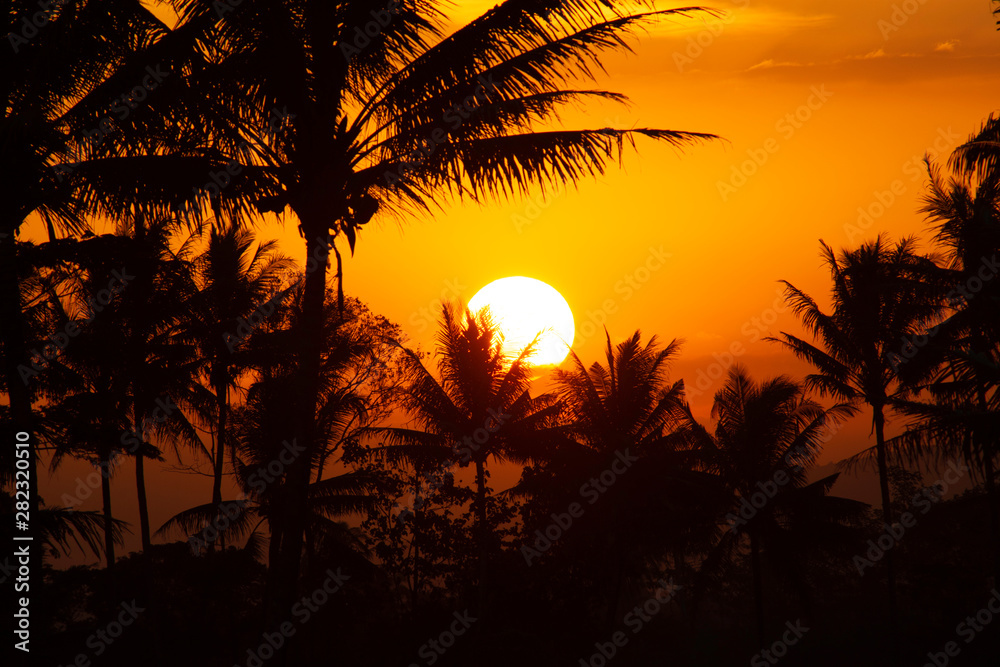 Obraz premium Natural Sunset Sunrise Over Field Or Meadow. Bright Dramatic Sky And Dark Ground. Countryside Landscape Under Scenic Colorful Sky At Sunset Dawn Sunrise. Sun Over Skyline, Horizon. Warm Colours.