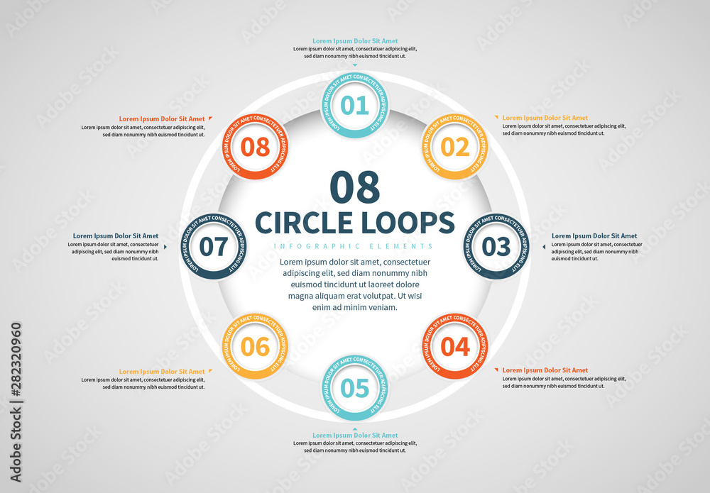 Eight Circles in a Ring Info Chart Stock Template | Adobe Stock