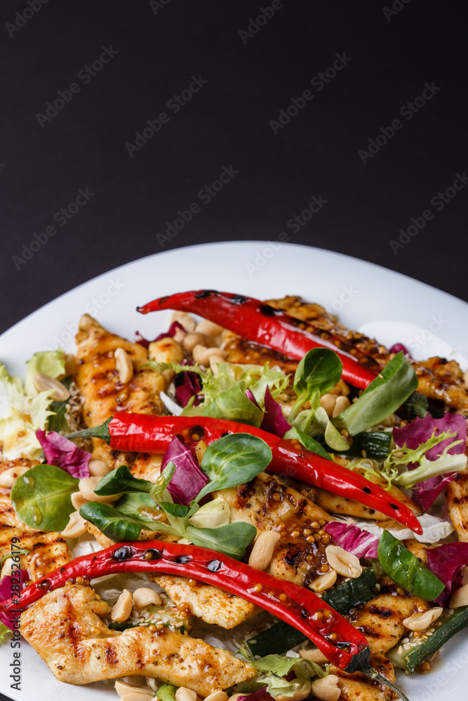 custom made wallpaper toronto digitalMexican salad with hot pepper chiken fillet lettuce on plate