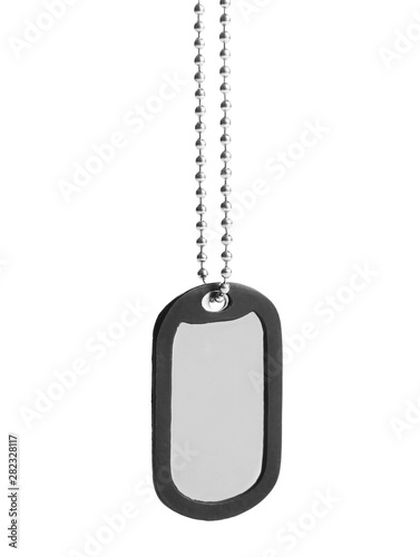 Blank military ID tag isolated on white