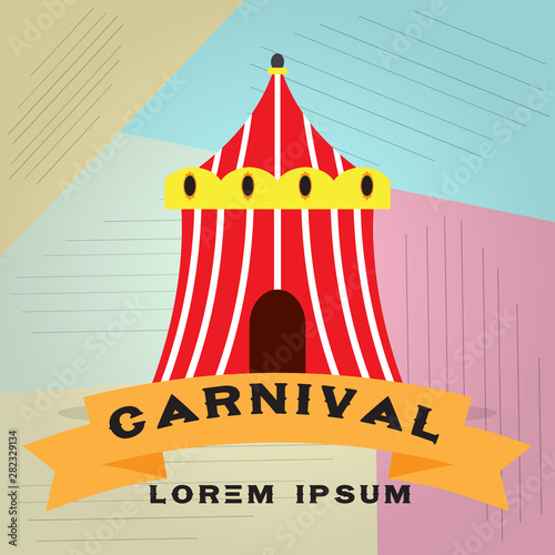 Colored carnival poster with a big top - Vector