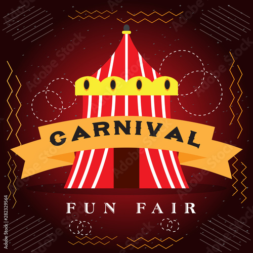 Colored carnival poster with a big top - Vector