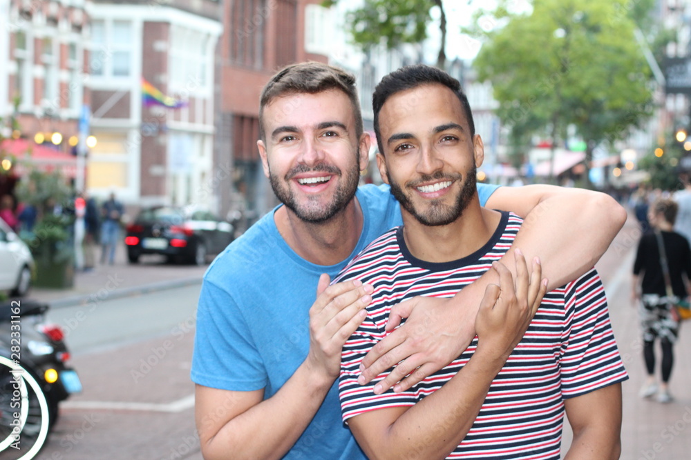Gorgeous interracial proud gay couple