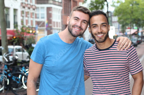 Gorgeous interracial proud gay couple