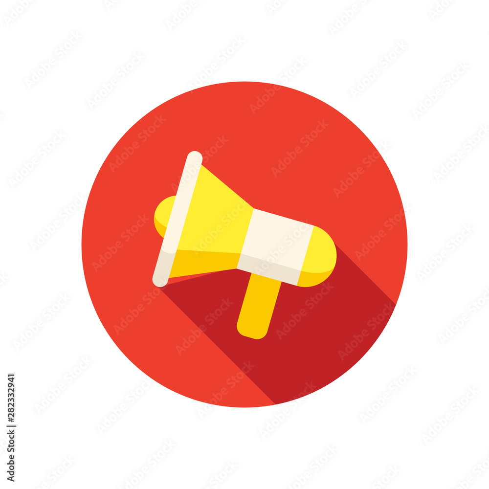 Megaphone modern stylish icon with long shadows Megaphone modern stylish icon with long shadows