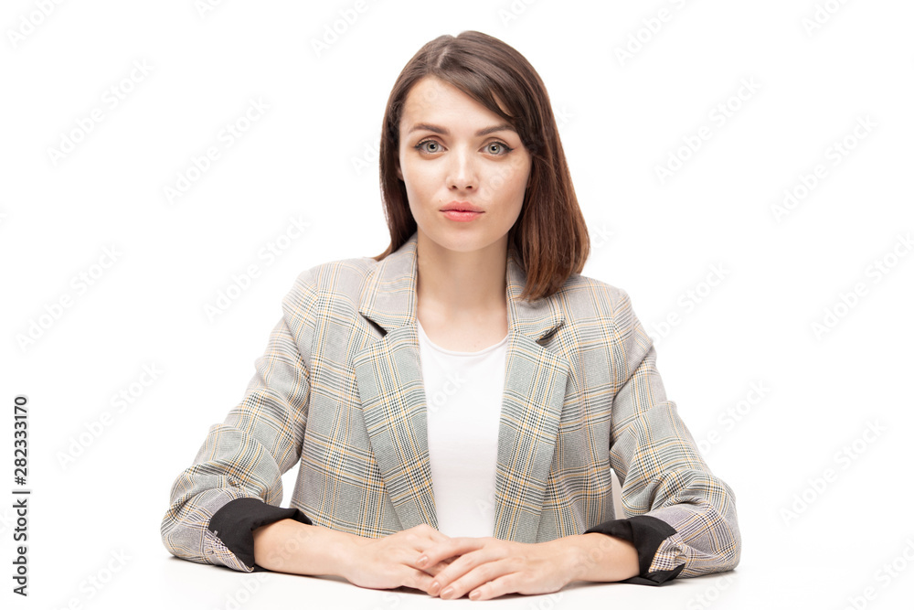 Pretty young applicant or employee in formalwear Pretty young applicant or employee in formalwear
