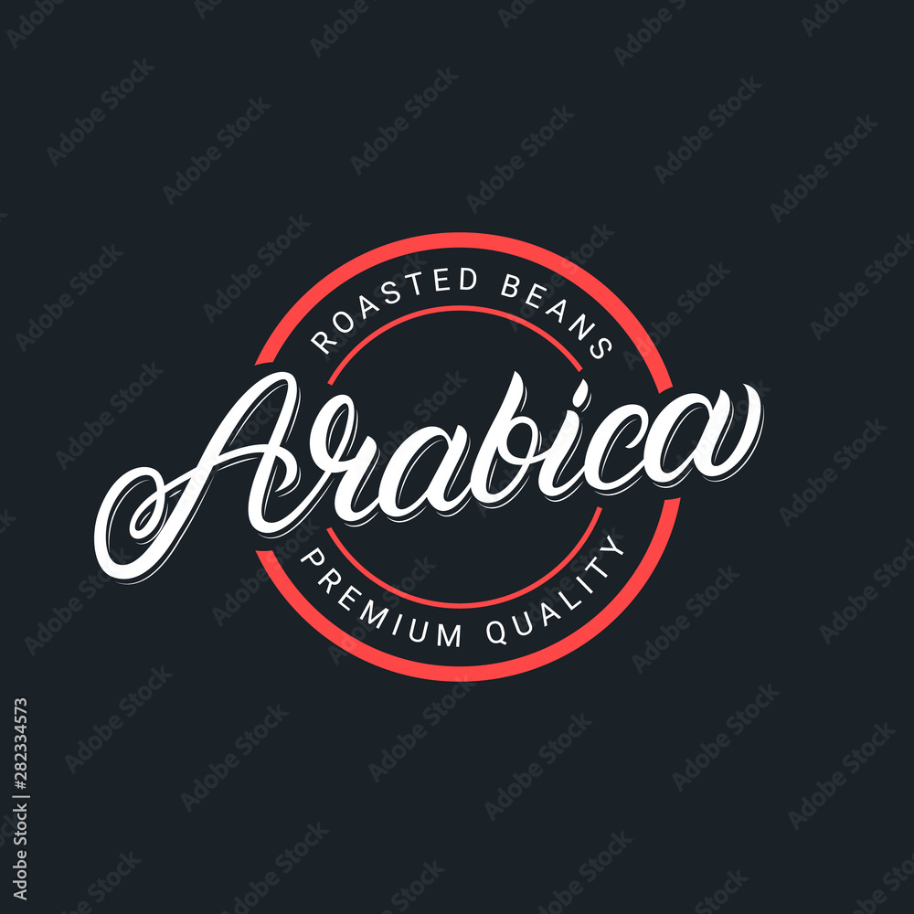 Fototapeta premium Arabica hand written lettering logo