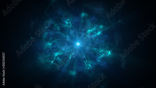 Colorful shock wave consisting particles. VFX elements  Graphic Elements. Light beam  shine through the clouds  dust  nebulae of outer space. 3D Rendering