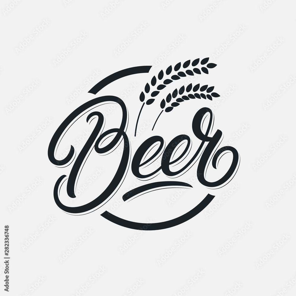 Beer hand written lettering logo