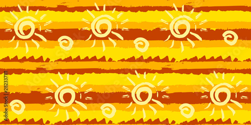 Seamless original pattern. Vector abstract hand drawing of acrylic paints and brushes. Geometric texture
