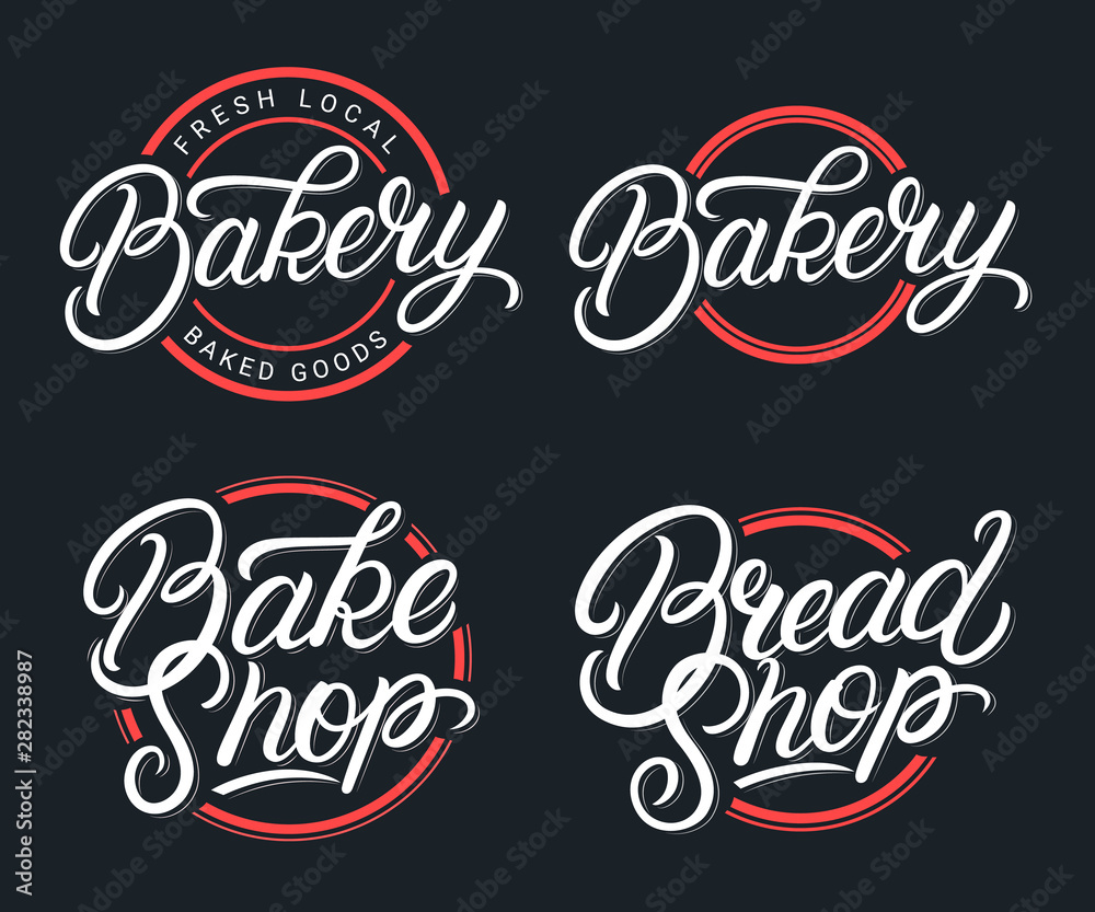 Set of Bakery, Bake Shop and Bread Shop logos