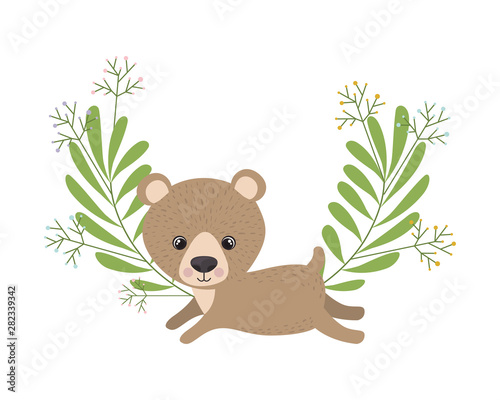cute and adorable bear with wreath