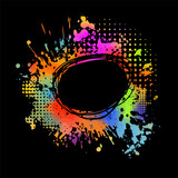 Rainbow colored paint stains. Grunge frame of paint. Vector illustration.