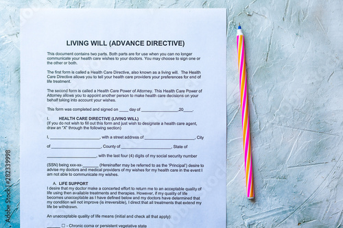Obraz na plátně Living Will Advance Directive