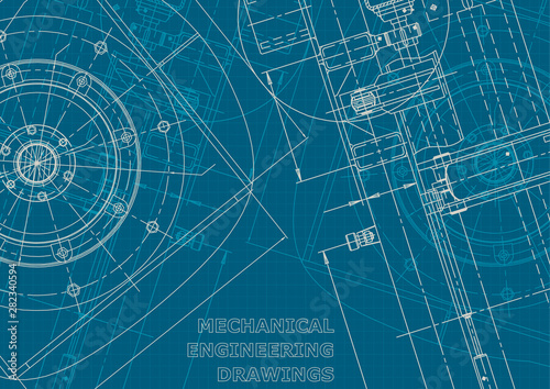 Blueprint, Sketch. Vector engineering illustration. Cover, flyer, banner, background