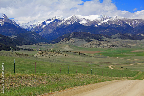 Big Timber road to Crazy Mountains, Montana