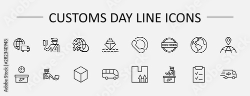 International Customs Day Set Line Vector Icons. Editable Stroke. 32x32 Pixel Perfect