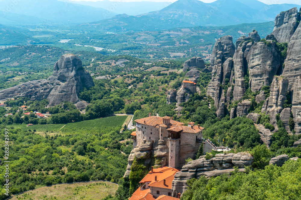 Meteora - rock formation in central Greece hosting one of the largest and most precipitously built complexes of Eastern Orthodox monasteries