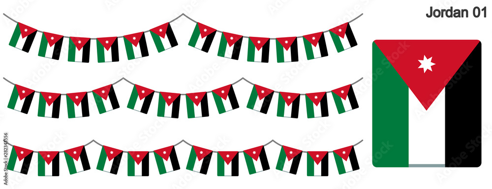 Fototapeta premium ヨルダンの国旗のガーラーンド ベクターデータ（bunting garland）