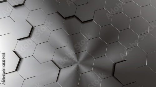 3d ILLUSTRATION, of abstract crystal background, hexagonal texture, wide panoramic for wallpaper 