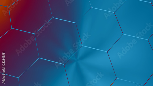 3d ILLUSTRATION, of abstract crystal background, hexagonal texture, wide panoramic for wallpaper 