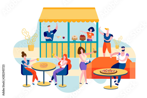 People Eating Out in Public Place Sitting at Table