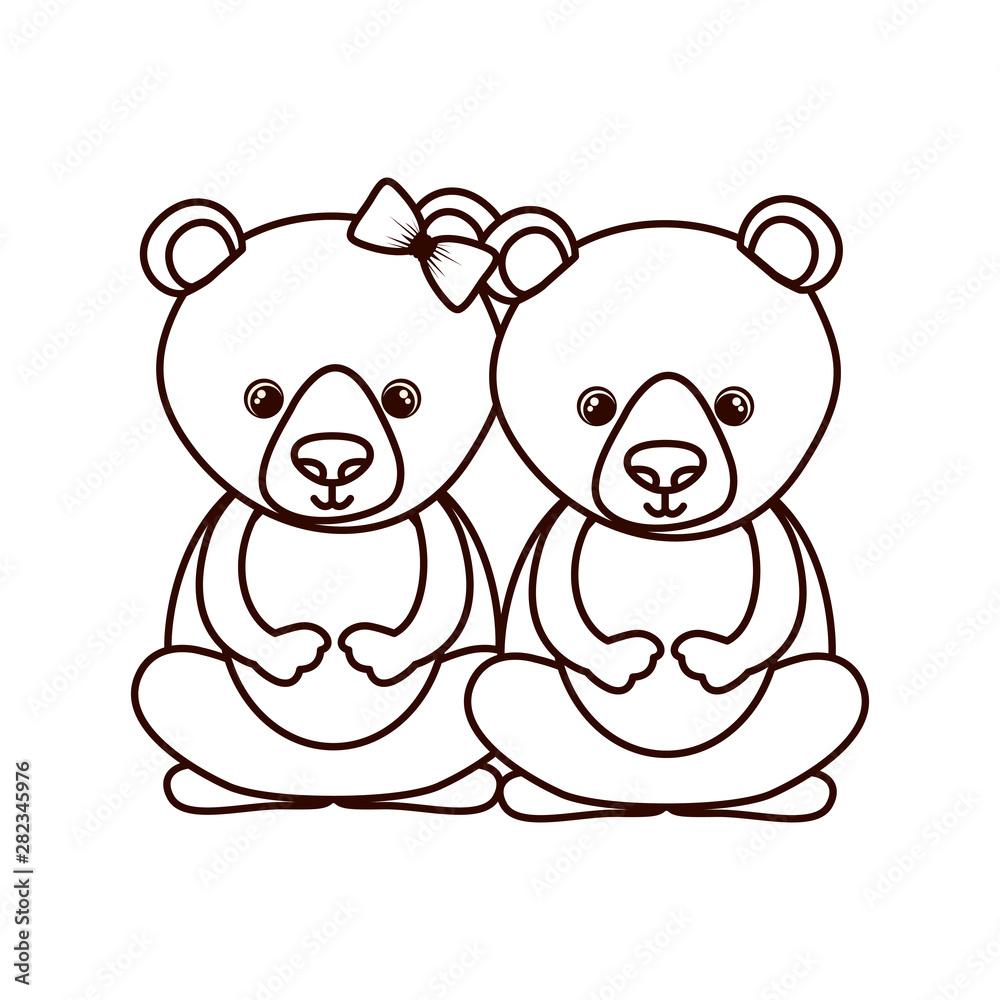 cute couple of bears on white background cute couple of bears on white background