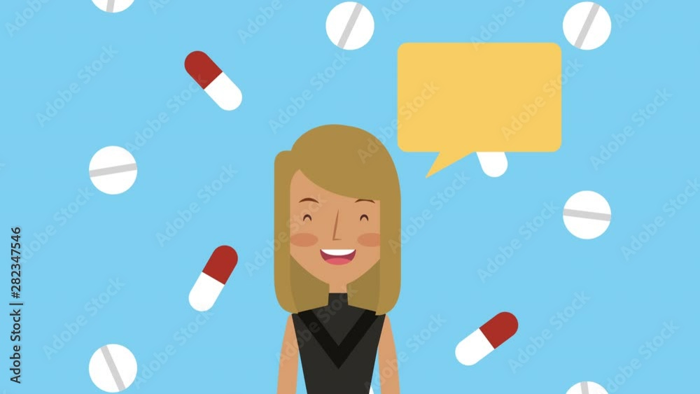 woman with pills and capsules medical animation woman with pills and capsules medical animation