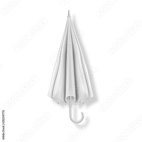 Vector 3d Realistic Render White Blank Umbrella Icon Closeup Isolated on White Background. Design Template of Closed Parasol for Mock-up  Branding  Advertise etc. Front View