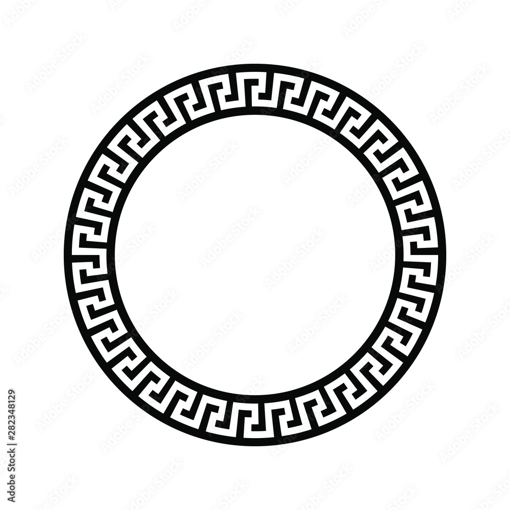 Black and white circular frame with Greek ornament vector Black and white circular frame with Greek ornament vector