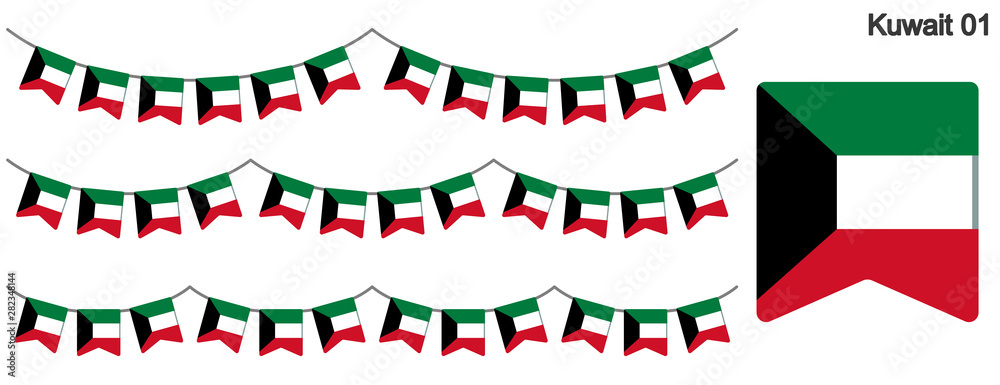 Obraz premium クウェートの国旗のガーラーンド ベクターデータ（bunting garland）