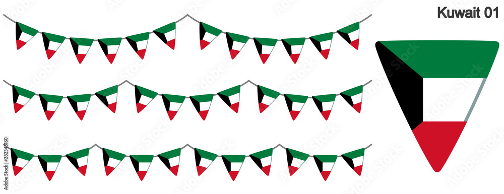 Fototapeta premium クウェートの国旗のガーラーンド ベクターデータ（bunting garland）