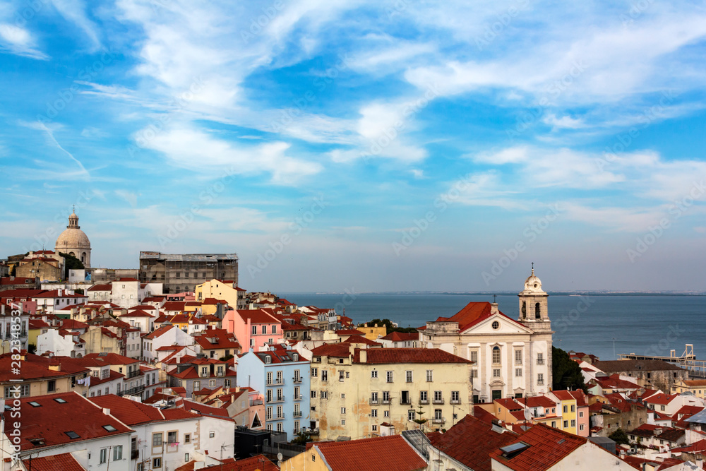 View of São Vicente de Fora Church and all the typical Alfama neighborhood in Lisbon