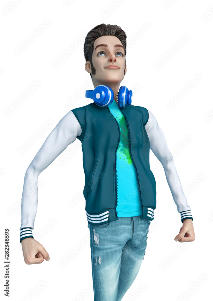 Fototapeta premium dj cartoon is feeling confident