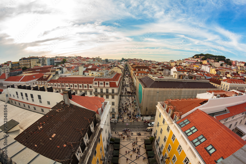 Aerial view of Lisbon Downtown